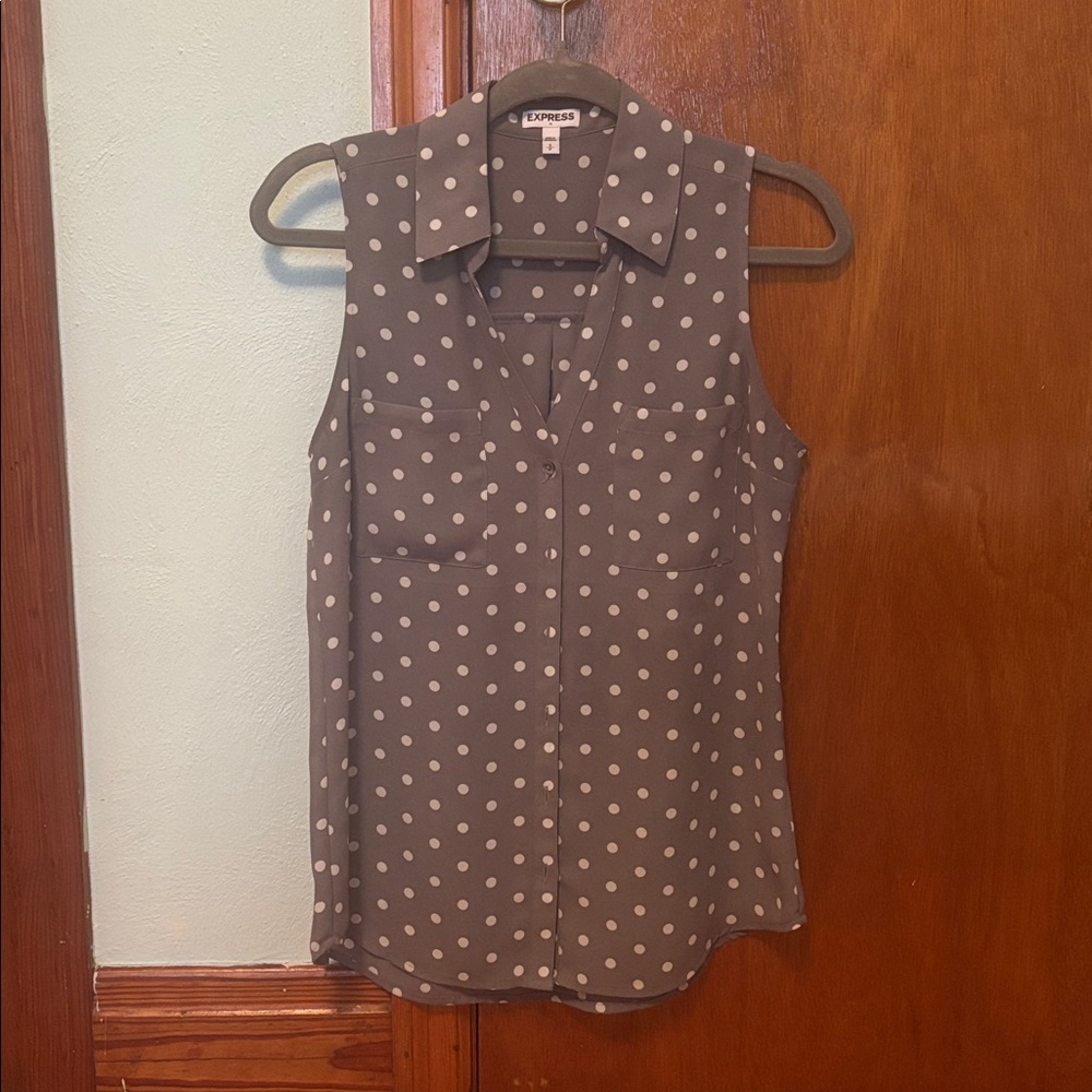 EUC EXPRESS Sleeveless Polka Dot Sleeveless Blouse Top S